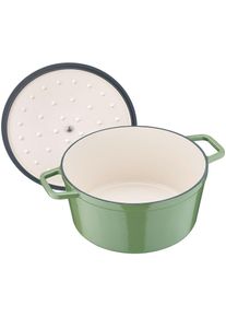 Berndes Br&auml;ter Cocotte B.IRON Gusseisen rund 26 cm 5 Liter salbeigr&uuml;n INDUKTION, Pfanne + Kochtopf, Gr&uuml;n