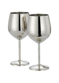 Oak & Steel Edelstahl Weingläser Silber 2er-Set, Weingläser, Silber