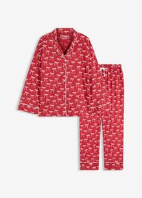 bonprix Mujer, Pijama de algodón puro, rojo, 40/42