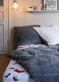 Drap-housse motif bonnet de No&euml;l - blanc - taille 100x200 cm - 100% coton - bonprix