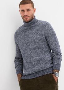 Pull col roul&eacute; en coton m&eacute;lang&eacute; - bleu - taille 68/70 (4XL) avec coton - bonprix
