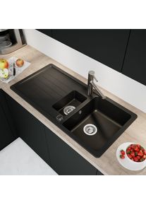 evineo line 400 &Eacute;vier de cuisine avec demi-cuve et surface de d&eacute;pose l: 100 P: 50 cm, PID150BL,