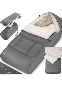 Monzana Babyfu&szlig;sack Grau Kinderwagen geeignet mit Beutel