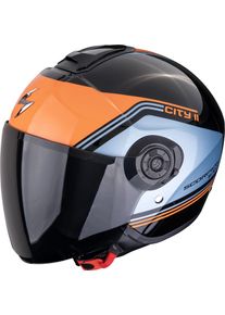 Scorpion EXO-City II Vita, kask z otwartą twarzą , kolor: czarny/niebieski/pomarańczowy , rozmiar: M