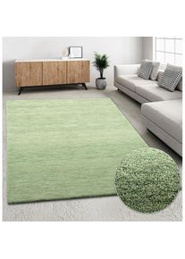 Theko, Wollteppich &raquo;Gabbeh Uni, Handgefertigt, meliert, auch als L&auml;ufer erh&auml;ltlich, Wolle&laquo; rechteckig 14 mm H&ouml;he Schlafzimmer, Wohnzimmer, Esszimmer, 