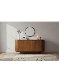 Sit, Sideboard &raquo;MANGO NATURAL&laquo; 1 Stk. tlg. mit Lamellenfront, Natur, Schwarz, Massivholz, Metall, B/H/T: 170 cm x 80 cm x 45 cm, Natur, Schwarz