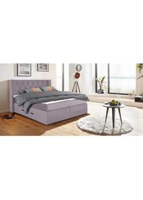 Home Affaire, Boxspringbett &raquo;Elegance&laquo; mit sch&ouml;ner Knopfheftung, in den H&auml;rtegraden H2 & H3, inkl. Schubladen, flieder, Samtoptik (100% Polyester);