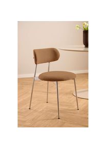 ACTONA GROUP , Esszimmerstuhl &raquo;Lyric, K&uuml;chenstuhl, mit gepolsterter Sitzfl&auml;che&laquo; (Set) 2 Stk. , Terracotta + Chrom , 100% Polyester