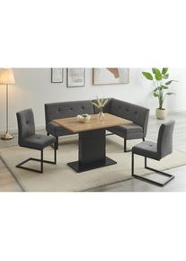 OTTO home, Eckbankgruppe &raquo;Geranie, Sitzgruppe, Eckbank inkl. Stauraum, Esstisch, 2 Freischwinger&laquo; Set, Eckbank inkl. Stauraum wahlweise links und 