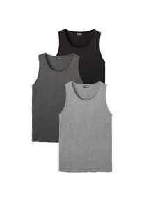 bonprix , Damen , Tanktop Packung, 3, 3 Stk. Tanktop (3er Pack) , grau meliert + anthrazit meliert + schwarz , 52/54 (L) , 52/54 (L) , Tanktop im...