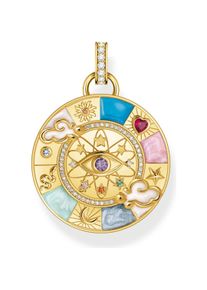 Thomas Sabo, Kettenanhänger, Kettenanhänger Glücksrad mit kosmischen Symbolen vergoldet, (925er Silber, Emaille)