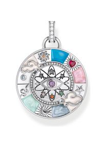 Thomas Sabo, Kettenanhänger, Kettenanhänger Glücksrad mit kosmischen Symbolen Silber, (925er Silber, Emaille)