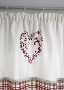 bonprix Zasłona z bawełny organicznej z nadrukiem, z pasem do upięcia (1 szt.), czerwony, Wys./szer. 125/110 cm