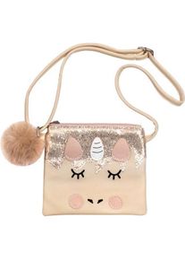 Coralico, Tasche, Eine Tasche mit einem Einhorn und einem Pompon, Gold