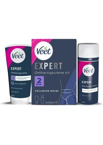 Veet, Wachs + Enthaarungscreme, Expert Depilatory Cream for Stubborn Hair Full Bikini with Foam (100 ml, 2 x)