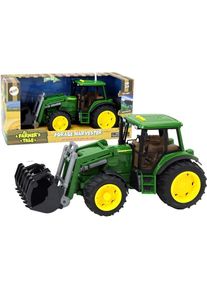 Lean Toys Traktor mit Bagger leuchtet gr&uuml;n