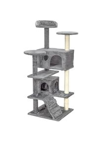 FunFit Katzenkratzbaum, 7 Ebenen, 131 cm, grau (131 cm, Grau), Katzenbaum