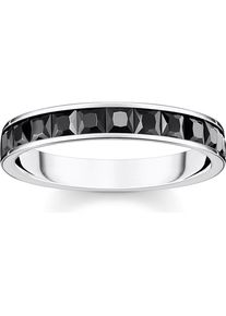 Thomas Sabo, Ring, Ring mit Schwarzen Steinen Pavé Silber, (58, 925 Silber)