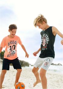 bonprix Camiseta de manga corta + camiseta sin mangas + bermudas (4 piezas), negro, 158