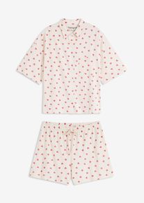 bonprix Mujer, Pijama corto holgado de hilo flameado, blanco, 48/50