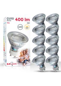 B.K.LICHT LED-Leuchtmittel GU10 10 Stk. Warmweiß LED Lampe Glüh-Birne Reflektor-Form 5W 400 Lumen 3000K warmweiss in weiß