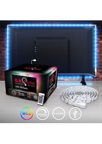 B.K.LICHT LED-Streifen LED TV Hintergrundbeleuchtung Backlight 2m USB RGB selbstklebend in weiß