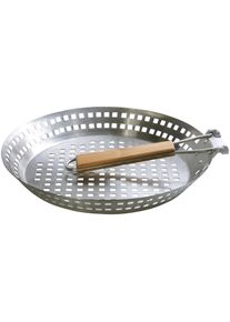 Hecht International Grillpfanne Edelstahl Ø 32 cm in silberfarben, Größe Ø 32 cm + Höhe 6 cm