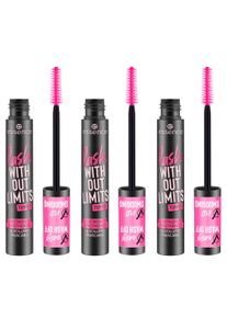 Essence Damen Mascara »lash WITHOUT LIMITS TUBING Extreme Lengthening & Volume Mascara« 3-tlg., verlängernd, hohe Deckkraft, langanhaltend in schwarz