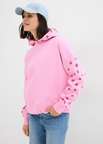 Oversizehoodie av ren ekologisk bomull - rosa - storlek 44/46 (L) - bonprix