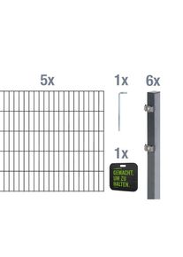 Alberts , Doppelstabmattenzaun »Grundset« Höhe: 80-160 cm, Gesamtlänge: 4-30 m, zum Einbetonieren , anthrazit