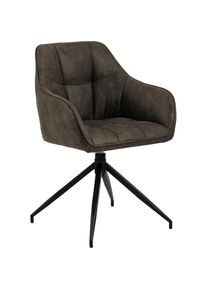 ACTONA GROUP , Esszimmerstuhl &raquo;Beate&laquo; () 1 Stk.mit edlem Samtstoff und modernen quadratischen N&auml;hten , olivgr&uuml;n + matt schwarz