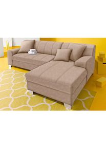 DOMO collection , Ecksofa »Turah incl. Zierkissen, moderne Steppung, auch in Leder« wahlweise mit Bettfunktion, Schlafsofa, B/T/H: 239/152/75 cm,...