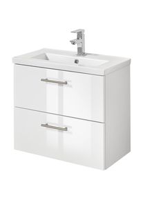 Welltime , Waschtisch »Trento, verschiedene Ausführungen und Farben« Breite 60 cm, Tiefe 36 cm, SlimLine Badmöbel, Waschplatz , Weiß/Weiß hochglanz...
