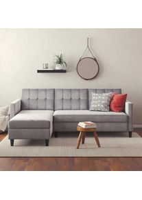 Dorel Home , Ecksofa »Hartford II« mit Bettfunktion und Stauraum, Recamiere beidseitig montierbar , grau
