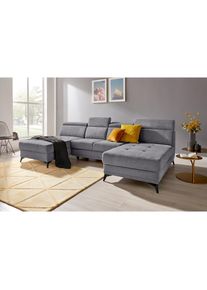 Inosign , Wohnlandschaft »Cardiz U-Form« inkl.Kopfteilverstellung und Federkern wahlweise mit Bettfunktion , grau