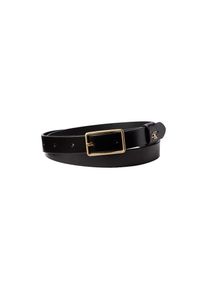 Calvin Klein, Damen, Lederg&uuml;rtel &raquo;SQUARE BUCKLE CK LOOP 25MM&laquo; Gr&ouml;&szlig;enverstellbar, BLACK / ANTIQUE LIGHT GOLD, BLACK / ANTIQUE LIGHT GOLD, von Calvin 