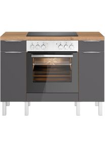 Optifit , Küche »Lilly2« Breite 120 cm, wahlweise mit E-Geräten , Küche: grau + Front: anthrazit lackiert + Korpus: wildeichefarben +...