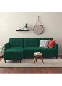 Dorel Home , Ecksofa »Hartford II« mit Bettfunktion und Stauraum, Recamiere beidseitig montierbar , dunkelgrün