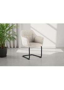 OTTO home , Freischwinger &raquo;Elba&laquo; (Set) 2 Stk.gem&uuml;tlicher Stuhl / Sessel, 180 Grad drehbar, Auto Return, Webstoff , beige + Schwarz