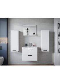 Welltime , Badmöbel-Set »PILA« Set, 4 Stk. tlg. , weiß matt/ weiß Hochglanz