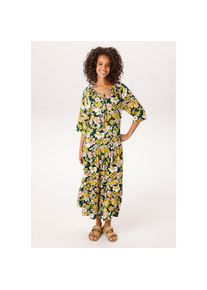 Aniston CASUAL , Sommerkleid , dunkelgr&uuml;n-mais-rosa-wei&szlig; , N-Gr , 40 -N-Gr , 40 , Kleid aus weich fallender Viskose