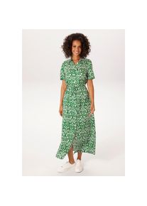 Aniston CASUAL , Damen , Sommerkleid Eingrifftaschen , smaragdgr&uuml;n-wollwei&szlig; , N-Gr , 46 -N-Gr , 46 , Durchgekn&ouml;pftes Kleid aus weich fallender Viskose