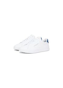 Tommy Hilfiger , Damen , Sneaker &raquo;TH COURT LTH DETAIL ESS&laquo; , wei&szlig;-blau , 44 , 44 , Schn&uuml;rschuh mit gepolstertem Schaftrand