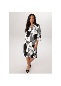 Aniston PLUS , Damen , Jerseykleid , schwarz-weiß , N-Gr , 46 -N-Gr , 46 , Elastisches Jersey-Kleid