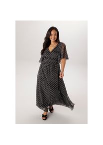 Aniston PLUS , Damen , Chiffonkleid , schwarz-weiß , N-Gr , 50 -N-Gr , 50 , Kleiner V-Ausschnitt