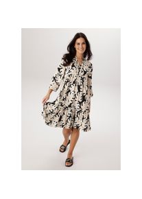 Aniston SELECTED , Damen , Blusenkleid , camel-beige-schwarz , N-Gr , 40 -N-Gr , 40 , Kleid aus weich fallender Viskose