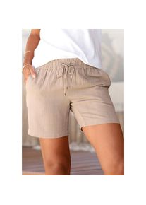 Lascana, Damen, Shorts aus Leinenmix mit Taschen, Leinenhose, kurze Hose, sand, N-Gr, 38 -N-Gr, sand, Leichte Sommershorts