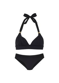Lascana, Damen, Triangel-Bikini &raquo;Toni&laquo; Set, mit goldfarbenen Accessoires, schwarz, Cup A, 38 -Cup A, schwarz, Triangel-Bikini mit modischen 