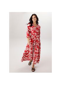 Aniston SELECTED , Maxikleid , rot-offwhite , N-Gr , 46 -N-Gr , 46 , Durchgeknöpftes Kleid aus weich fallender Viskose