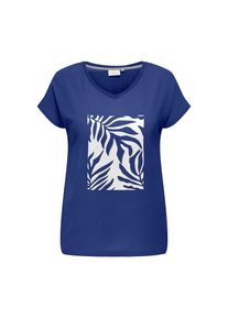 Only CARMAKOMA, Damen, Blusenshirt &raquo;CARVIGGA S/S O-NECK MIX TEE JRS BS&laquo;, Mazarine Blue Print:Palm Lady, M (46/48), Mazarine Blue Print:Palm Lady, Vorn